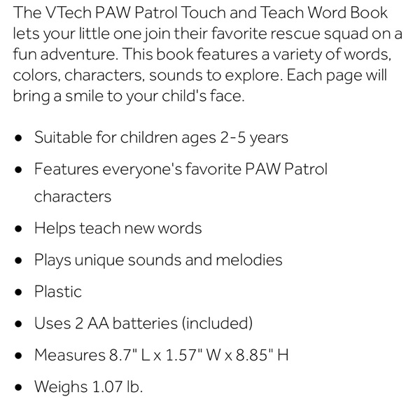 VTech Paw Patrol Mighty Pups Touch Word Book - Picture 8 of 8